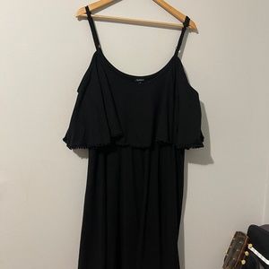 Torrid Cold Shoulder Black Cotton Dress